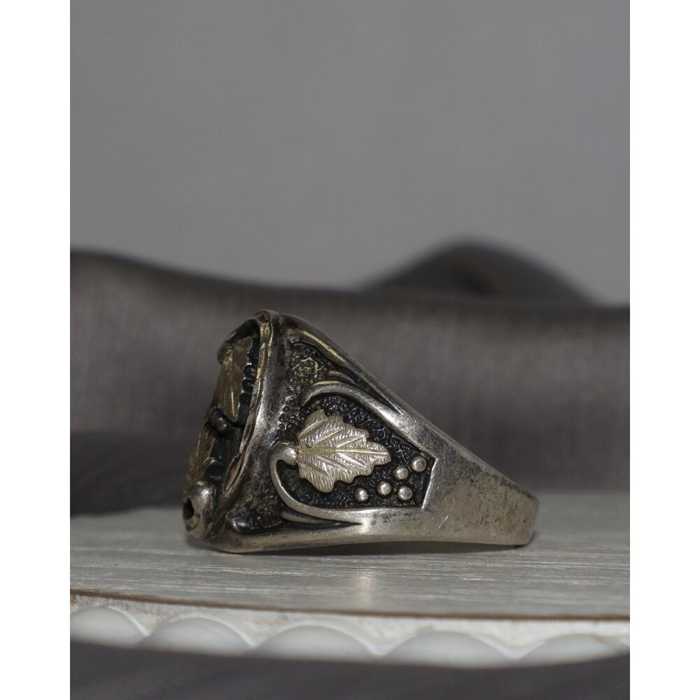 Black Hills Sterling Silver Leaves Ring 13.63G / Sz 11 - Picture 4 of 5